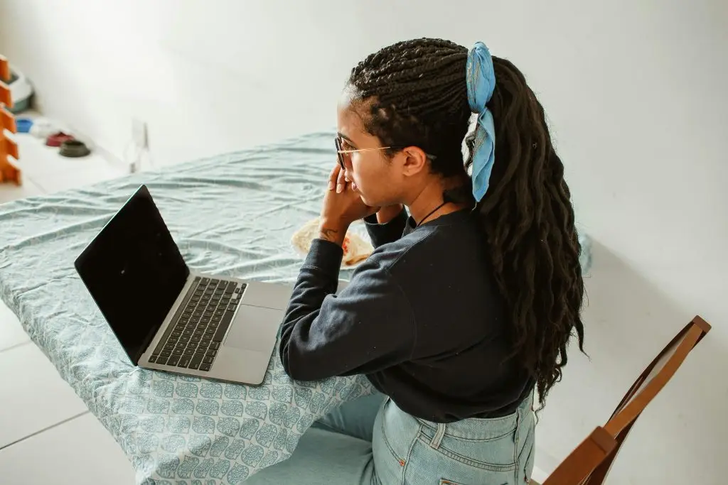 woman on her computer