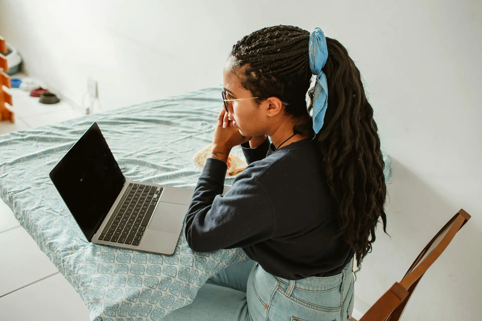 woman on her computer